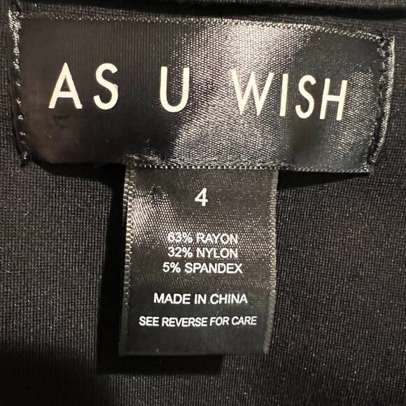 As U Wish Black Faux Leather Trimmed Bodycon Zip Front Ponte Dress, Size 4 - Picture 16 of 16